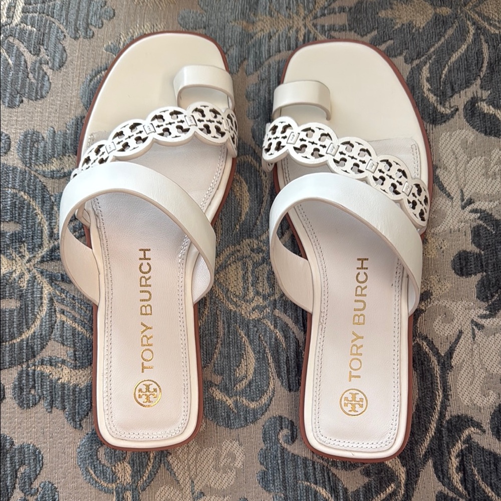 Tory Burch White Minimalist Slide Sandals